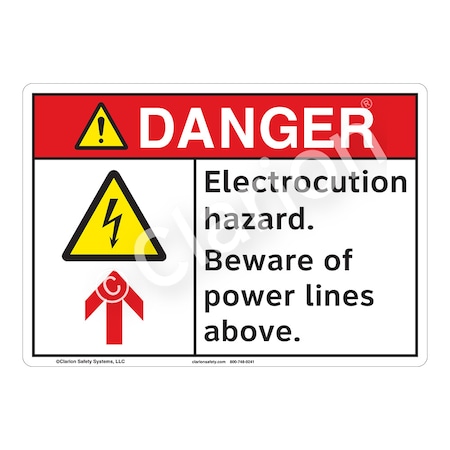 Danger Electrocution Hazard Sign (F1252-)|Flexible Polyester 18" X 12" Self Adhesive Back|ANSI Signs|Sign for Warehouses, Manufacturing, Laboratory, Power Station, Utility Lines
